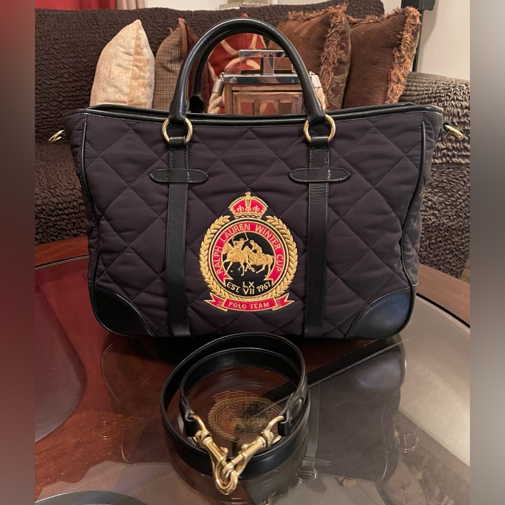 100% Authentic Ralph Lauren Quilted Polo Winter Cup Travel Tote Bag Polo BLACK